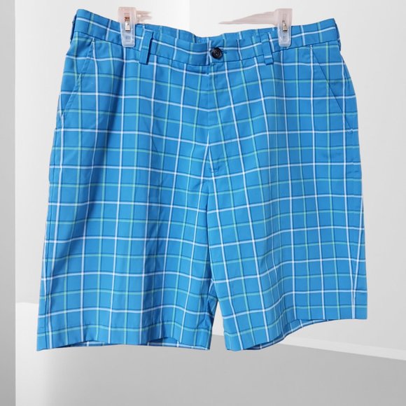 Mens  Izod Xtreme Function Blue  Plaid Golf Shorts  Size 36 - Picture 4 of 11
